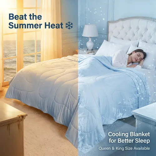 BLUNIQUE Double-Sided 2-Tone Lightweight Soft All-Season 1-Piece Comforter - Tightly Woven, Breathable, Durable, Fade-Resistant, Machine-Washable, Pet-Friendly Bedding for Bed, Dorm Summer Lightweight Quilt Summer Lightweight Quilt