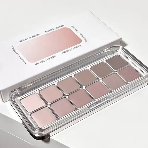 12Color Neutral Tones Eyeshadow Set Long Lasting Natural Effect Smooth Makeup No Fallout Waterproof Sweatproof Eyeshadow High Pigmented Easy To Blend Cosmetic