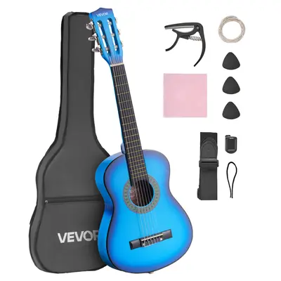 【Father's Day】VEVOR Classical Guitar, 30 Inch, Wood Classical Guitar Starter Kit for Beginners, with Nylon Strings, Gig Bag, Strap, Tuner, Extra Strings, Picks, Capo, Basswood, for Kids Girls Boys Students, Blue