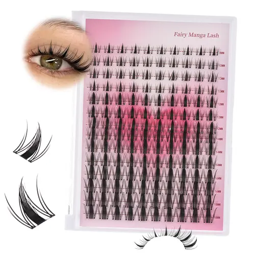 C Curl Anime Fairy Lash Clusters, Manga Cluster Lashes, Wispy Natural Invisible Band, Waterproof DIY At-Home Eyelash Extensions (Fairy-8-18MIX)