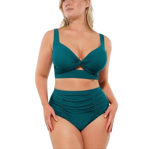Shapellx HighWaist Swimwear Sculpting Two-Piece Bikinis Set with Bust-Defining Crisscross Top & High-Waisted Brief for Flattering Silhouette Swim Shapewear