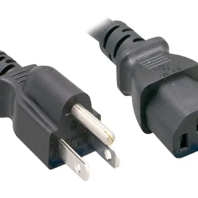 Nippon Labs 16 AWG Standard Power Cord NEMA 5-15P to C13, NEMA5-15P/IEC320 C13, SJT, 13A, 125V, 1ft. Black Cable