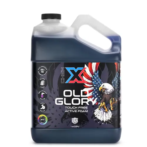 Old Glory Touch-Free Active Foam Liquid Car Cleaner - Brushless 100:1 Dilution 13pH Tough Clean, Time-Saving Wash for Vehicle Washing, Fleet-Truck Maintenance, Cuts Road Film Fast