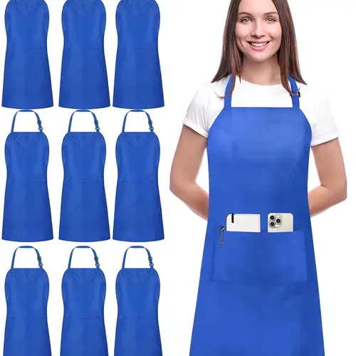 Utopia Kitchen Unisex Adjustable Strap Chef Aprons Set, 10-Pack with 2 Divided Pockets, Waterdrop-Resistant Spill-Safe Front Anti-Stain Protection for Cooking, Baking
