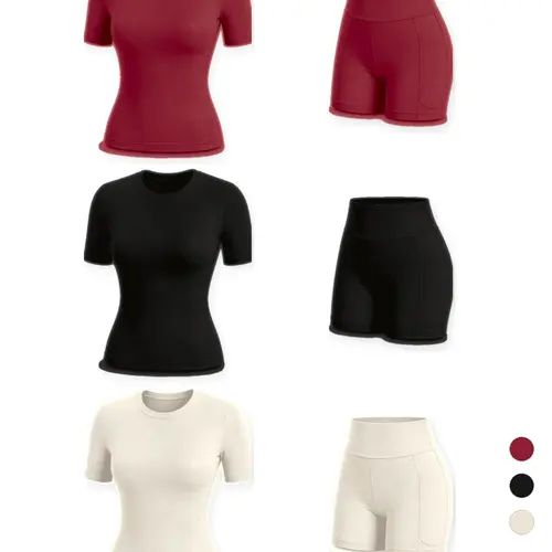 Women's Sporty Two-Piece Set, Short Sleeve Top & Shorts, Quick-Dry Fitness Wear, Ideal for Yoga, Training, Running & Outdoor Activities, Exercise Clothing Set