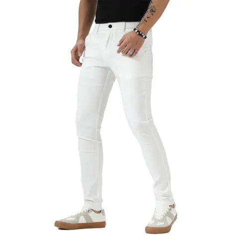 Men's Plaid Skinny Chinos Stretch Chino Pants Casual Business Trousers