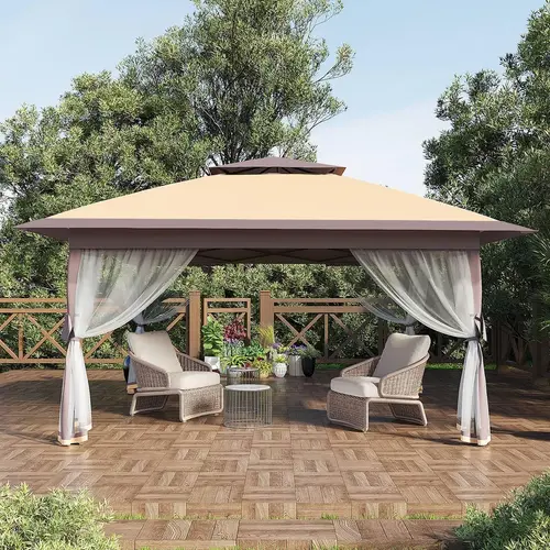 Canopy Tent 12x12 ft, Instant Outdoor Gazebo Tent with Mosquito Netting, One-Push Setup Backyard Patio Shade Canopy with Sandbags, Height Adjustable,summerwins