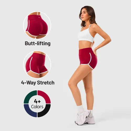 Inno Mint Women's High-Waisted BBL Effect Booty Lifting Shorts - 4-Way Stretchy Nylon Spandex, Stretch Waist, Figure-Flattering for Gym Workouts, Driving/OOTD Active Wear, Stretch Waist Shorts