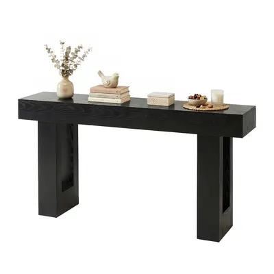 63 Inch Long Sofa Table Behind Couch – Large Console Table for Living Room, Wooden Entryway Table with 155 lbs Capacity, Slim Depth Space Saving, Rustic Retro Design