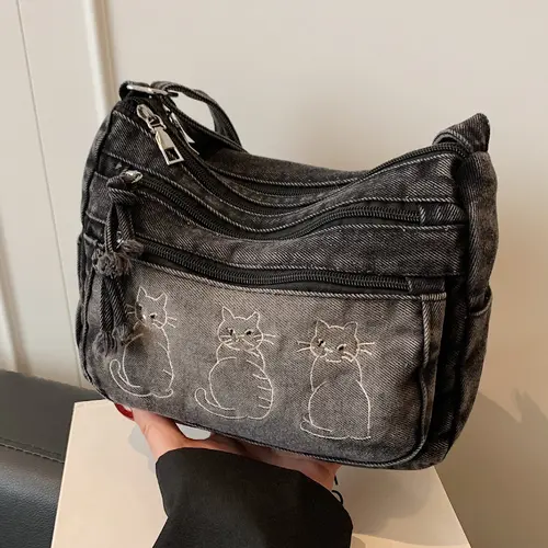 Multi-Pocket Smooth Zipper Design Bag, Fashion Crossbody Bags, Casual Bag