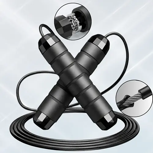 Adjustable Speed Jump Rope with Ball Bearings & Tangle-Free Steel Cable, Foam Handles for Home & Gym Fitness Training
