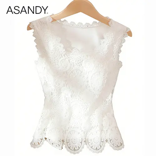 ASANDY Women's Multicolor Lace Camisole - Aesthetic, Classy Going Out, Dressy, Girly, Cute Women's Tops, Chic Casual Elegant Scalloped Edge Square Neck Sleeveless Top for Summer Layering & Wearing Alone, Cute Tops For Women