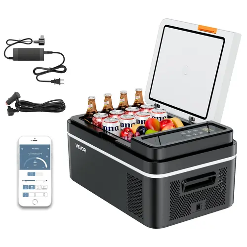 VEVOR Car Refrigerator, DC 12/24V AC100-240V Compressor Electric Cooler, -4°F to 68°F Car Fridge with APP Control, 21 QT Cars Freezer for RVs, Campsites, Boats, Camping, Fishing, 60W Portable Freezer,summerwins,home essentials#BacktoSchool