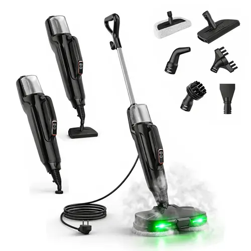 Steam Mop for Floors Steam & Scrub Electric Rotating Steam Mop Cleaner, Multi-Function Steam Cleaner for House, Detachable Handheld, 3 Modes, LED Light, 500mL Tank,dorm essentials,home essentials