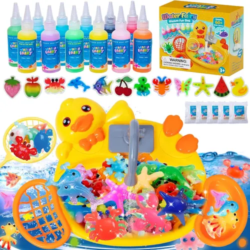 JoySpot Magic Water Elf Toy Set - Duck Pool DIY GelAnimals, 12 Paints, 12 Molds, Non-Toxic STEM Sensory Toyfor Kids,back to school