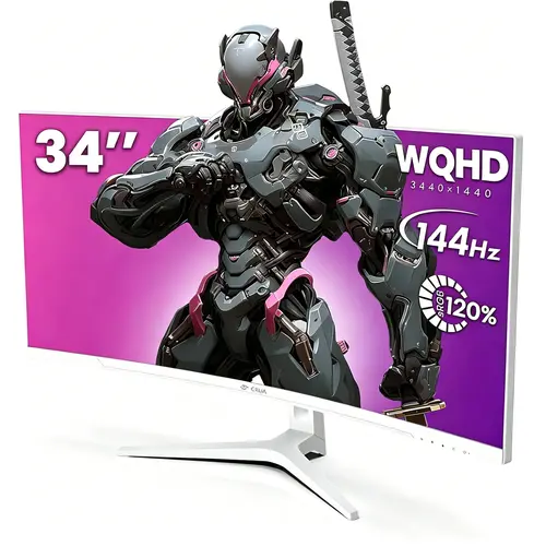 CRUA 34" Curved WQHD Gaming Monitor for Gamers/Multitasker - 165Hz Refresh, 3440x1440 Resolution, 1500R Ultrawide, 120% sRGB, FreeSync, HDMI 2.0/DP 1.4 Ports, Tilting Stand, Tilt Adjustable