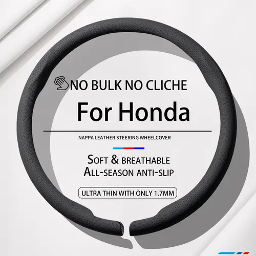 Honda Steering Wheel Cover for Men, 8D Breathable Leather, Anti-Slip & Cool Grip, Fits Honda Civic, Accord, CR-V, HR-V, Pilot, Odyssey, Ridgeline, Insight, 14.5-15 Inch Universal Fit, Premium Car Interior Accessories Automotive Steeringwheelcover
