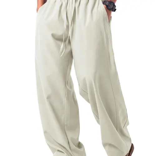 Menswear Unisex Ultra-Lightweight Summer Pants - Casual Fashion Bottoms, Flow Fit, Breathable, Drawstring Waist for Beach Vacation, Lounge fathersdaygift,father'sdaygifts