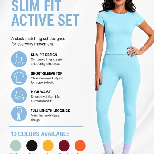 Plain Color High-Intensity Yoga Set, Fitness Activewear, Gym Workout Clothes, Quick-Dry and Breathable High Waisted Athletic Pants, Sportswear for All Seasons, Short Sleeve Top and Long Pants, Gym Workout Set, Sports Outfit, Athleisure Gym Clothes