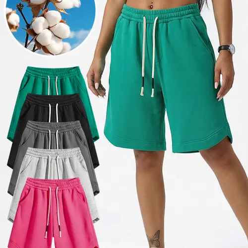 Womens Casual Straight Bermuda Shorts for Girls High Waist Wide Leg Basic Baggy Sweat Shorts with Pockets Fashion Loose Fit Lounge Comfy Joggers Gym Womenwear summerwins