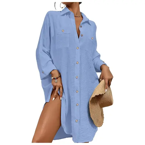 Bsubseach Womens Modern Swimsuit Cover Up Blouse Button Down Shirt Dresses Tops Coverups For Bathing Suits