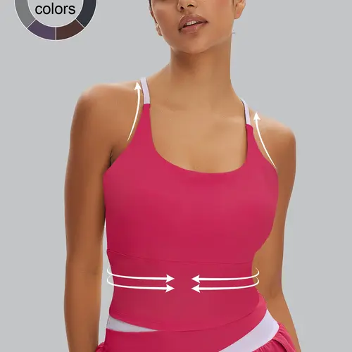 Women's Plain Criss-Cross Stretch, Comfortable Durable Crop Cami Top, Ladies' Gym Sportswear Fitness Bra for Indoor & Outdoor Wear