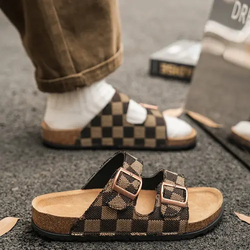 Unisex Slip-On Toe-Open Sandals, Casual Sandals with Arch Support, Adjustable Straps, High-Quality Flax Corduroy, Bohemian Style, All-Season Comfort, Footwear