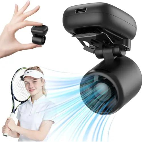 PLAYHOT Hands-Free Cap Clip Mini Fan - 2oz Ultra-Light EDC Gear Cool Gadget, USB-C Fast Charging, USB Port, Batteries, Mute Portable Fan, Parent-Trusted Summer Outdoor Essential for Cooling