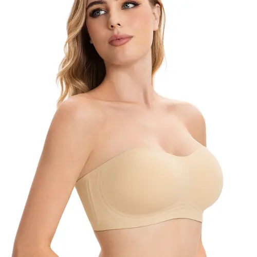 Lusait Women's Jelly Wireless Bra - Seamless, Padded, Non-Slip with Anti-Slip Silicone Lining, Adjustable Strap, Strapless Support for Dress & Backless Outfits (Mother's Day Gift Pick)