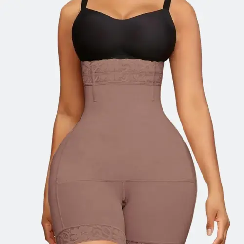 1 Count Women's Sexy High Stretch Shapewear Bottoms, Fajas, Tight-Fitting Panty, Solid Color Briefs, Butt Lifting And Firm Tummy Control Shorts, Zipper Closed, Lace Anti-Slip Strip, Perfect For Women's Everyday Casual Wear Or Workouts