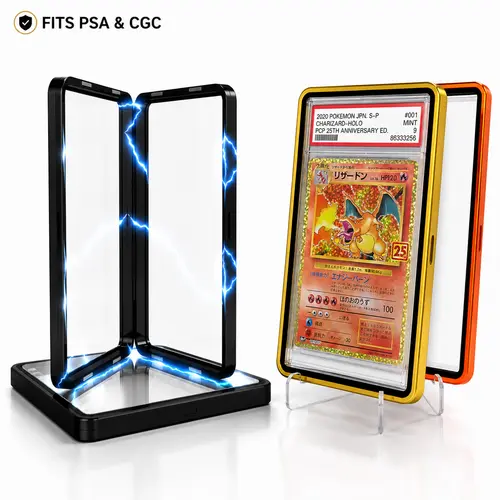 Magnetic PSA, CGC, Slab Protector Case, Card Bumper Guards, 35pt, Stackable Design, Variety of colors, Aluminum Alloy Protector for Collectible Trading Cards, UV Protection Glass, for Basketball,Football,Rugby Sports & Pokémon Cards