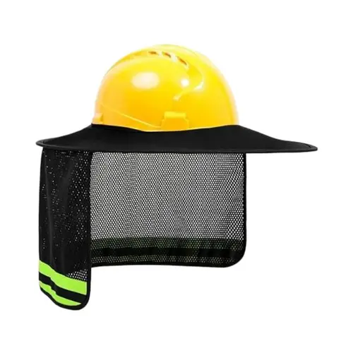 Hi-Vis Hardhat Sun Visor Construction Accessory - One Size, Mesh Fabric (Mesh Lets Heat Escape), Breathable, Comfortable, Full Brim Neck Shield, Reflective Strip, Cooling Vents, UV Blocking, Work Safety Gear for Outdoor Construction Workers, Construction