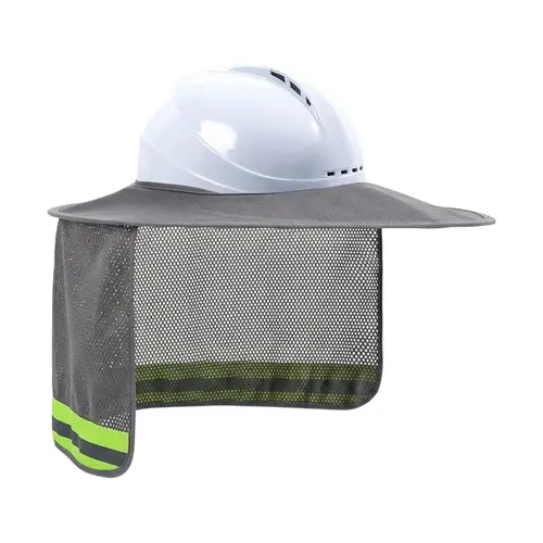 OPSETER Hard Hat Sun Shade Visor - Hi-Vis Full Brim Neck Shield for Outdoor Workers, Cooling, Reflective Stripe, Breathable Mesh Fabric, Summer UV Sun Protection, Work Safety Equipment Accessory