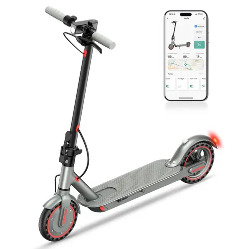 19MPH Max Speed D8 Pro Electric Scooter 8.5-Inch Explosion-Proof Tires 350W Brushless Motor 7.8Ah Battery 265 Lbs Max Load 3 Speed Modes Foldable Portable Front Rear Lights City Commuter App Smart Control