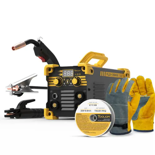 TOOLIOM FLUX-135-MINI 110V Gasless MIG Welder - 135A 3-in-1 Flux Core/Lift TIG/Stick Welding Machine for DIY Beginners, Portable Inverter Wire Feeder Welder with Gloves & E71T-GS Wire