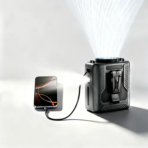 HOOYS Personal Waist Portable Rechargeable Fan, 6000mAh Battery Power bank, 5 Speeds 5300RPM Airflow, LED Light, Wearable Belt Fan for Outdoor, Jobsite, Farms, Traveling, Fishing,back to school,back to school haul
