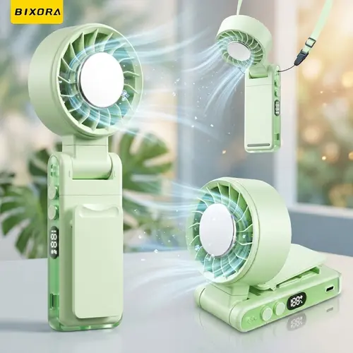 Bixora Rechargeable Wearable Personal Fan - Clip-on, Neck-hanging, Waist-mounted, 10-Second Rapid Cooling, 360° Flexible Adjustment, 5-Speed Settings, Multi-functional Clip, USB Powered, Strong Airflow, Student Carry, Ideal for Strollers, Office Use, Rech