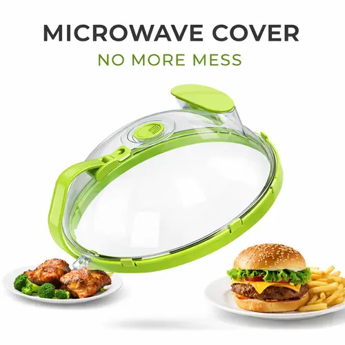 10-Inch Microwave Splatter Cover with Water Steamer & Handle, Kitchen Cooking Accessories Utensils, Mess-Free Heating, Steam Vent Design for Microwave Oven Kitchen Use
