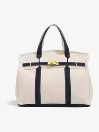 High-End Colorblock Canvas Bag, Large Capacity Commuter Tote, Casual Plain Handbag, All Seasons Versatile Shoulder Bag