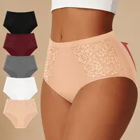 【Soft Cotton】Morelect 5/10 Pcs Women's Cotton Lingerie，High-Waisted Basic Breathable Briefs, Floral Lace Trim Bikini Panties, Ultra-Soft Comfort Fit, Lightweight Summer Everyday Underwear,clothes for back to school,first day of school outfits