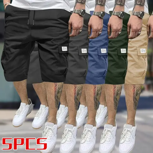 Men’s lightweight summer cargo shorts set featuring a multi-pocket design—stylish and versatile, suitable for everyday wear and outdoor activities,summervibes