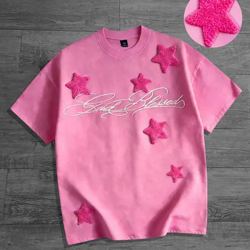 Towel-Embroidered Pentagram Short-Sleeved Unisex T-Shirt, Summer Cotton Geometric Print Embroidery Shirt, Y2K Streetwear Trendy Casual Aesthetics Style, 2026 New Simple Design