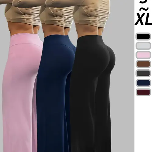 Women's High Waist Elastic Yoga Pants, Abdominal Control, Wide Leg Sports Pants, High Waisted Sportswear, Gym Running Jogging, Durable Structure, Comfortable Fit