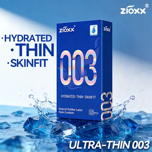 Zioxx 003 Ultra Thin Condoms for Men, Hyaluronic Acid Lubricated, Skinfit Natural Latex, 10 Count summerwins Smooth