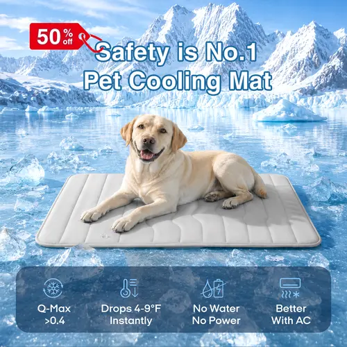 Vagascape Eco-Friendly Gel-Free Cooling Pet Mat for Large Dogs - Nylon & Cotton Geometric Design, 1in Thick, Chew-Resistant, No Water/Power, Portable Fold & Go Handle, Machine-Washable, Plush Grip Anti-Slip, AC/Fan Boost Cool, Heat Dissipation, Hike Use