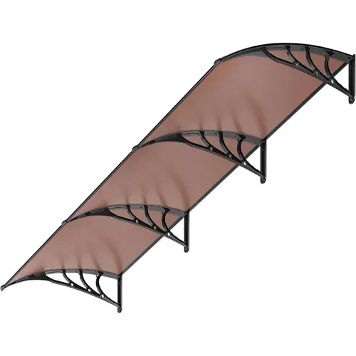 Polycarbonate Patio Sunshade Canopy, 40x120in Brown Aluminum Frame Canopy with Black Brackets, UV Protection, Secure Mounts, Solid Panel Window Door Awning,summerwins