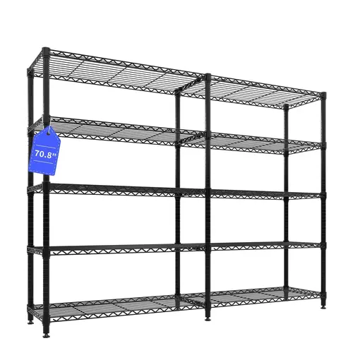 Garvee Heavy Duty Metal Shelving Units with Adjustable Shelves, High Load Capacity, Available in 4 or 5 Tier Configurations, Dimensions Approx. 70.5" H x 15.8" D, Ideal for Garage, Basement, Kitchen, Pantry, and Warehouse Storage
