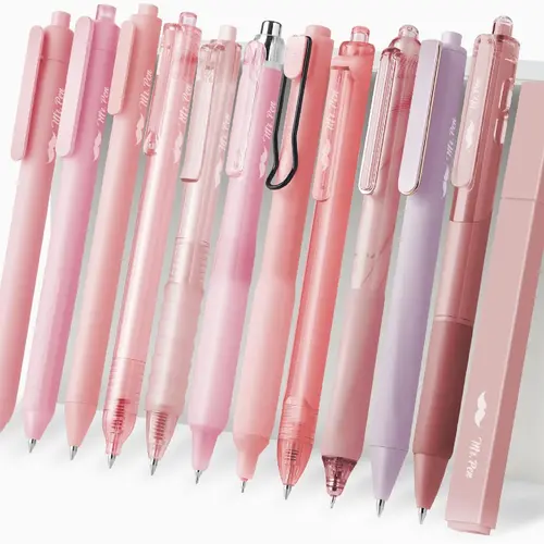 Mr. Pen- Gel Ink Pen Set, 12 pcs, Pastel Pink Barrel, Pink Pens Black Ink Gel Pens Fine Point 0.5mm