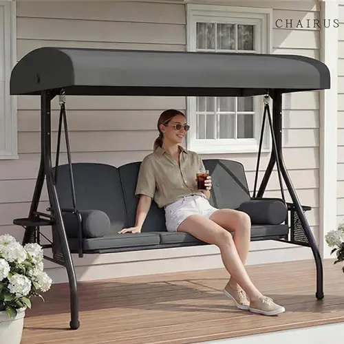 CHAIRUS 2-Person Waterproof Patio Swing Set with Canopy - Heavy-Duty Y-Shaped Frame Outdoor Furniture for Backyard, Porch, Outdoor Swing Set