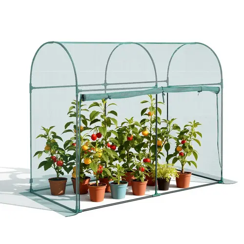 VEVOR Portable Greenhouse Crop Cage (5.9x2.98x4.9ft/1806x910x1500mm/71.10x35.83x59.06in), Steel Tall Frame Plant Tent with Zippered Door, Sunlight-Penetrate Netting, Wind-Resistant, Animal-Proof, Easy-to-Install Raised Bed Cover for Garden Patio#BackToSch
